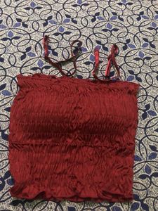 Burgundy Smocked Tube Top