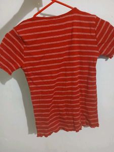 Unused Fitted Striped Top