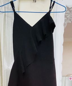 Black Ruffle Asymmetrical Dress