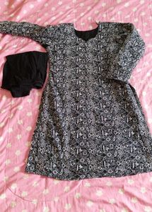 Floral Chikan Dress With Leggings