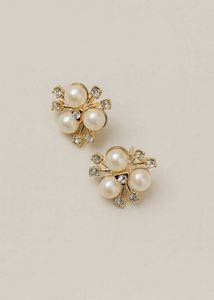 Pearl &amp; Crystal Flower Earrings