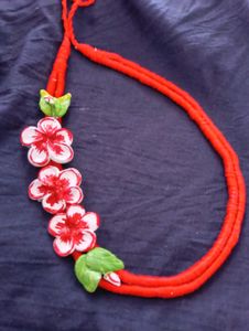 Floral Red Clay Necklace