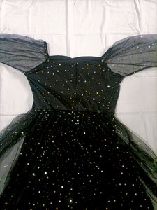 Sweetheart Neck Star Mesh net Fit and Flare Dress