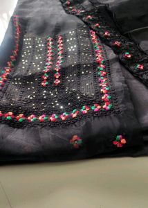 Black Organza Unstitched Dress