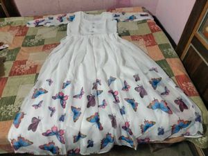 Butterfly Print White Dress