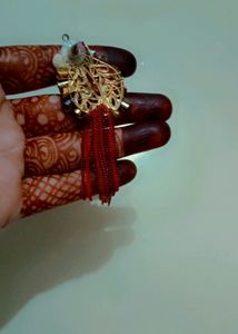 Silver Plated and Party Wear Red Earring.