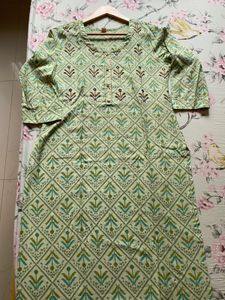 Threadwork Green Kurta