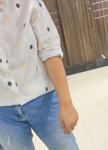 Polka Dot White Top cotton shirt