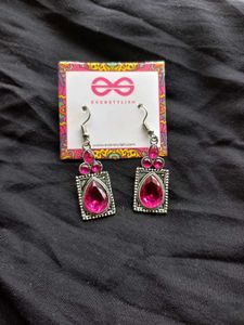 Hot Pink Stone Earrings