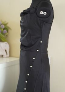 Black Satin Cowl Neck Dress