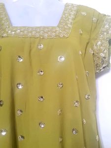 Olive Green Embellished Kurti