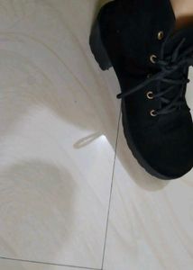 Black Lace-Up Ankle Booties