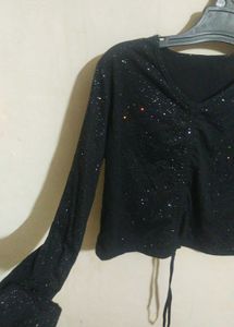 Sparkly Black Long Sleeve Top