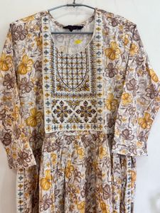 3pc Floral Print Embroidered Kurti