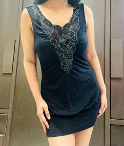 Black Beautiful Work Detailing Dress