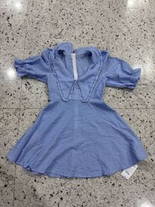 Blue Gingham Mini Dress