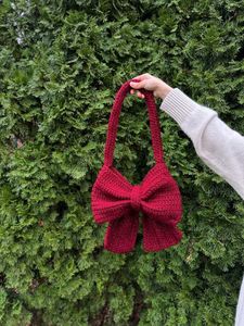 Pink Crochet Bow Handbag