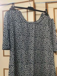 Kurtha With Cold Sholder B&amp;w
