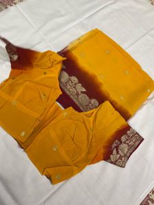 ZARI WORK MUSTARD YELLOW SAREE