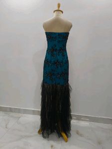 Stunning Teal Embroidered Gown Dress