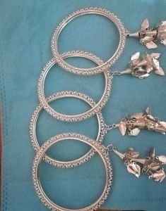 Silver Bangles with Leaf Charms