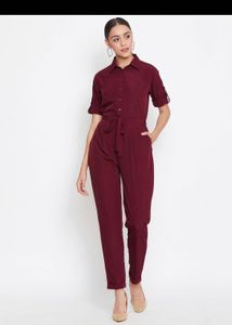 Maroon Jumpsuit with Belt