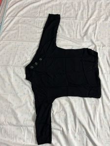 Pitch Black Mandarin Collar 3/4th Sleeves Top