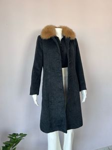 Dark Grey Fur Collar Coat
