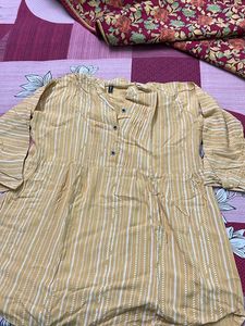Women Musturd Color Cotton Tops