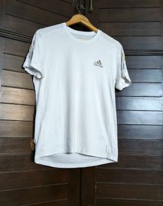 Adidas Women White Sporty 3 Stripes Tshirt
