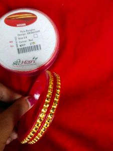 Shrihari Gold Plated Red Pola Bangles