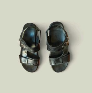 Black Leather Buckle Sandals