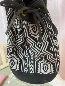 Black And White Embroidered Bag pack