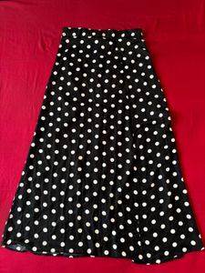Berrylush Polka Dot Black Long Skirt