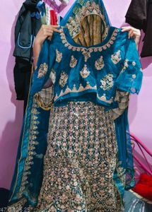 Elegant Teal & Gold Embellished Lehenga