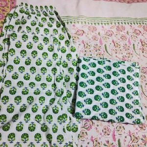 Cotton Green Kurta Set