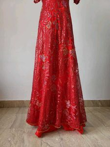 Red Sequin Floral Gown