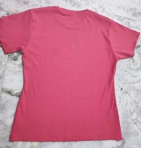Pink Ribbed T-Shirt