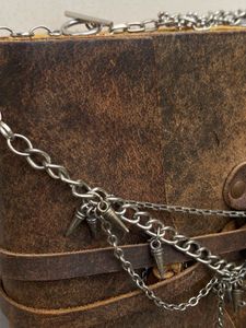 Leather Journal with Gothic Cross Charm