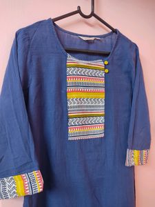 Indigo Blue Max Kurta Top With Design Neckline