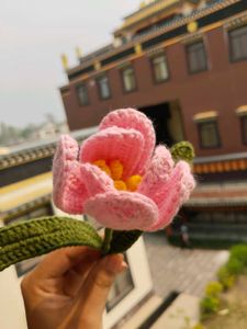 Handmade Crochet Pink Tulip Flower