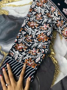 Floral Black Kurta