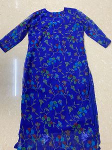 Blue Floral Embroidered Kurti ( Price Negotiable )