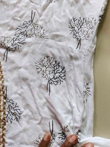 White Embroidered Tree Print Kurti😍🎊🎉