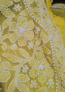 Yellow Lucknowi Chicken Curry Kurta With Inner
