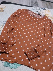 Brown Polka Dot Top