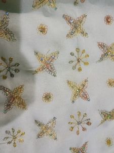 White And Gold Heavy Work Sarees