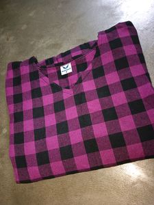 Beautiful Purple And Black Checked Cotton Dress
