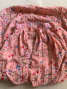 Pink Floral Pleated Dress