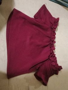 Burgundy Ruffle Sleeve Top